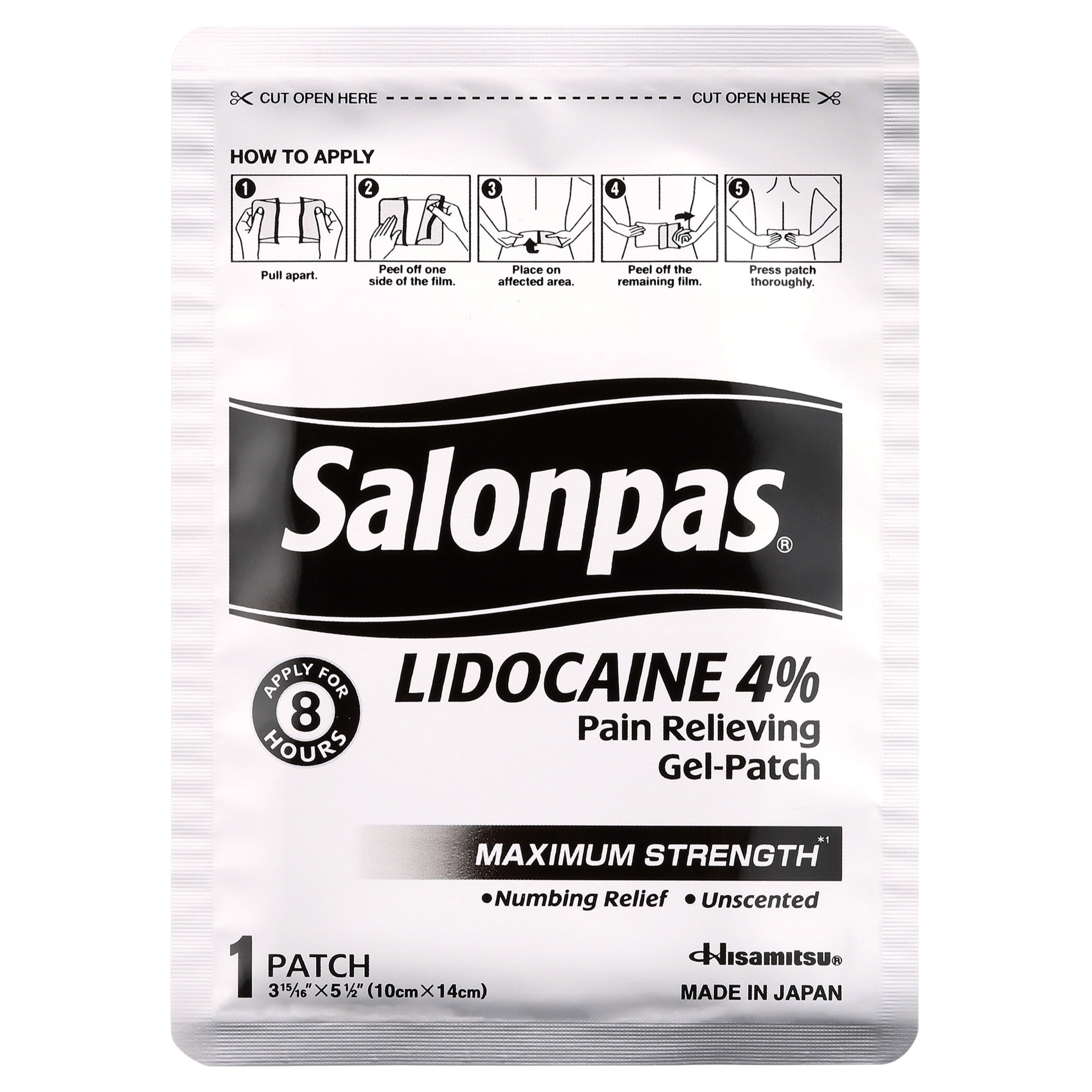 Salonpas 15 Patches Lidocaine 4% Maximum Strength Pain Relieving Gel Patch