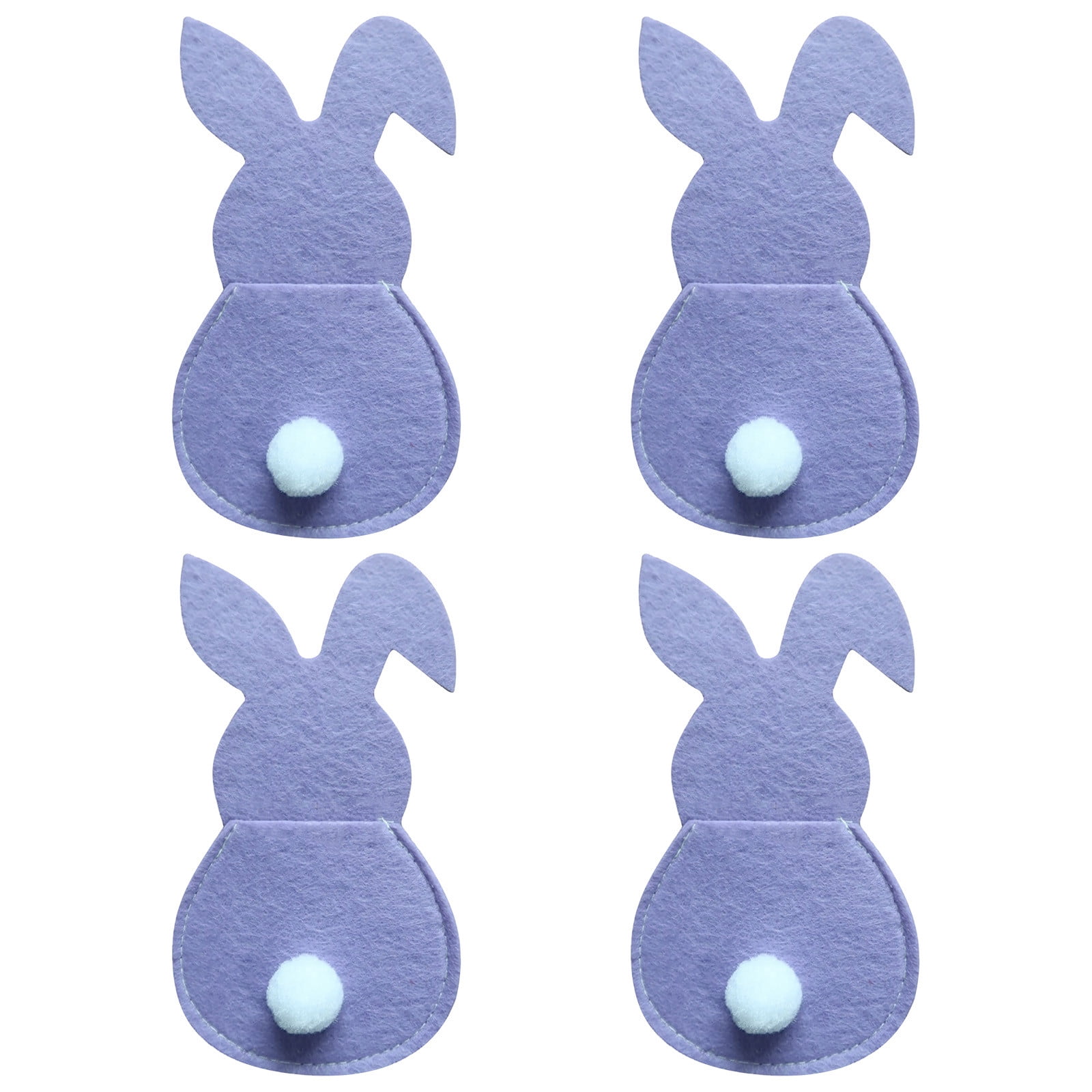 Kiplyki Set Of 4 Bunny Flatware Holders Easter Bunny Cutlery Bag Rabbit Cutlery Set With Tail