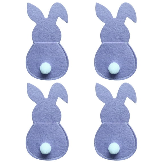 JeashCHAT 4Pcs Easter Bunny Utensil Cutlery Holders Pouch Bags Silverware Holder Bag Utensil Sleeve for Knife Forks Easter Table Decoration Wedding Birthday Party