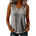 thumbnail image 6 of Women's V Neck Shirts Contrast Trim Sleeveless Tank Top Breathable Casual Undershirt for Summer Gray M, 6 of 7