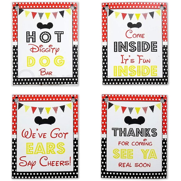 Set de decoración con letreros de cumpleaños de Mickey Mouse con forma de orangedolly, 8 x 10