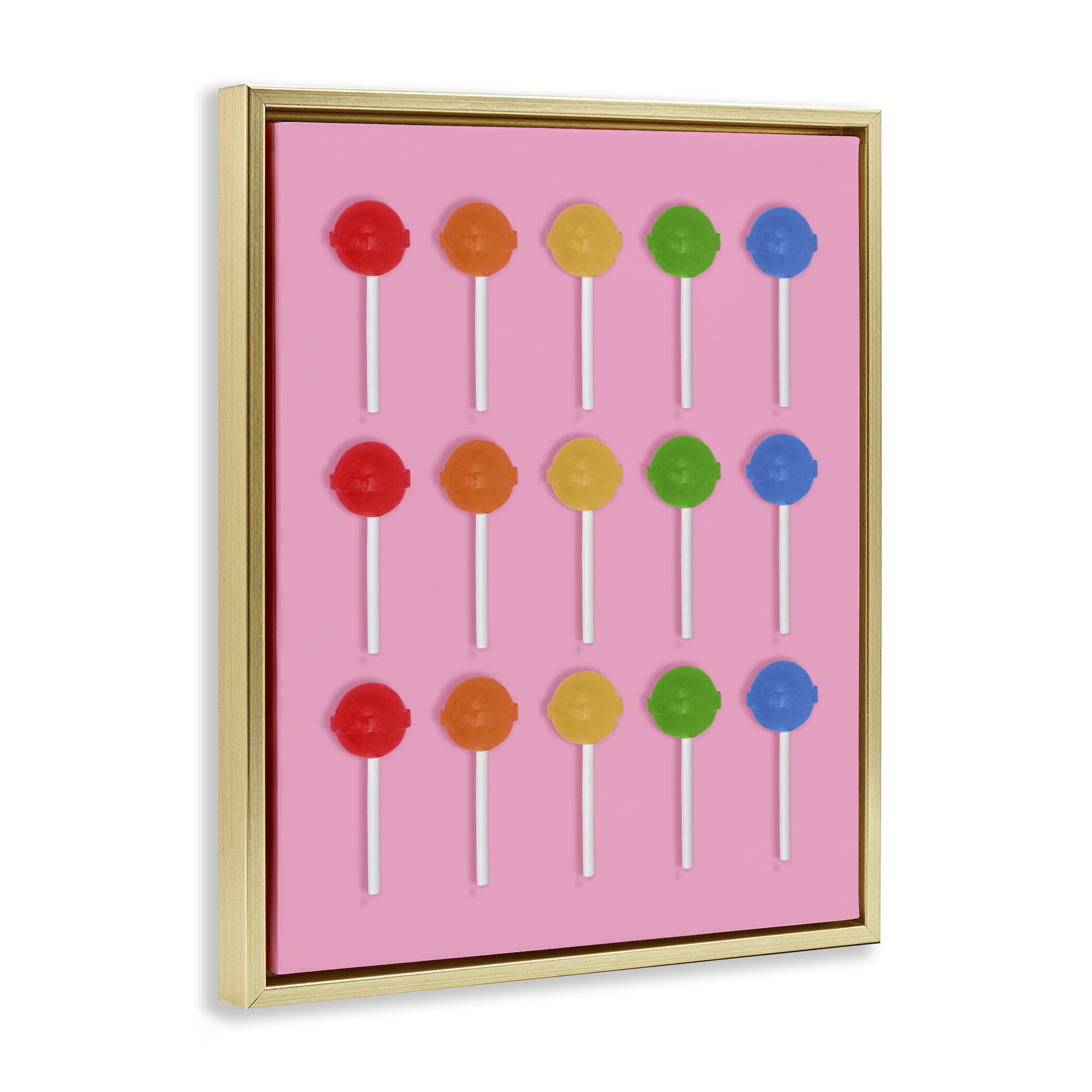 Stupell Industries Colorful Lollipop Grid Gold Framed Floater Canvas Wall Art, design by LISH Creative