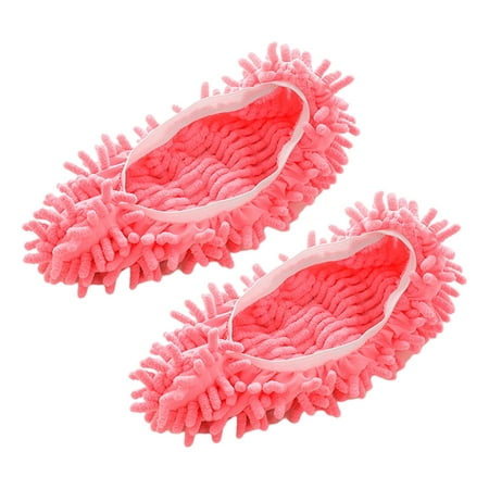 

Washable Mop Slippers Microfiber 2x Lazy Foot Socks Cleaner Foot Shoes Cover for kitchen and office Bathroom Floor Dusting Women Men Pink สีแดง