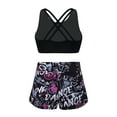 thumbnail image 3 of Girls 3Pcs Racer Back Top with Briefs and Booty Short Gymnastics Dance Sport Outfits Letters 12, 3 of 7
