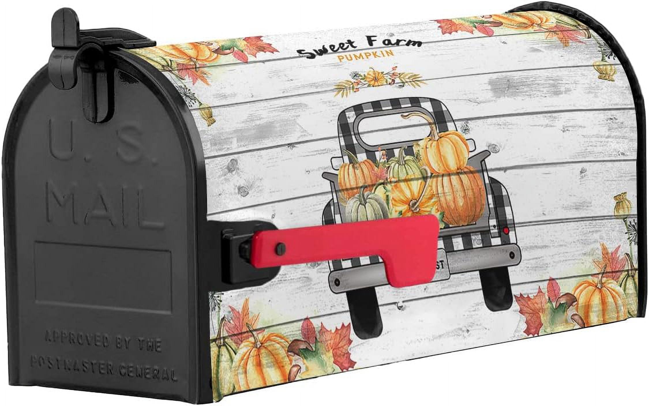 Mailbox Cover, Thanksgivingin Fall Farm Pumpkin Mailbox Wrap Magnetic Mailbox Covers for Garden Yard Outdoor Decoration,Farmhouse Home Mailbox Post Box Cover Wraps Standard Size 18"x21"