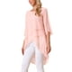 thumbnail image 4 of INSPIRAR CHIC Blusa de Chifón Asimétrica de Cuello Redondo para Mujer con Mangas de 3/4 y Volantes en Color Rosa Talla M, 4 of 6