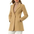 thumbnail image 4 of INSPIRE CHIC Women's Lapel Collar Buttoned Outwear Elegant Work Notch Trench Winter Coat XS Khaki, 4 of 7