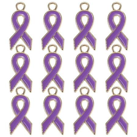 Uxcell 0.8" x 0.4" Ribbon Pendants, 50Pcs Awareness Hope Charm Accessories, Purple