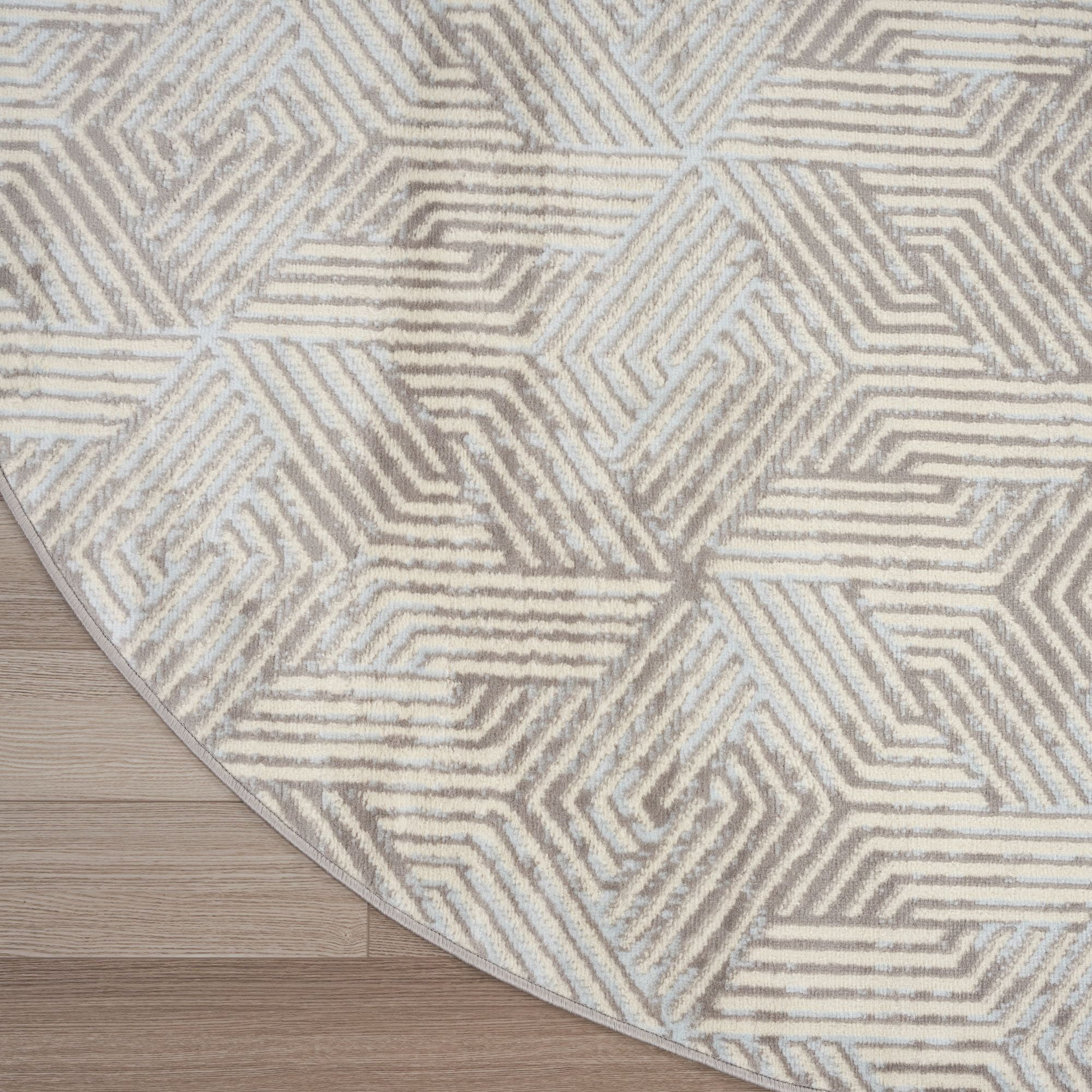 Nourison Grafix 8' x Round Grey Modern Indoor Area Rug