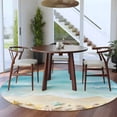 thumbnail image 4 of Beach Ocean Round Living Room Rugs 7 ft, Abstract Gradient Teal Ocean Colorful Sea Star Shells Washable Area Rug with Non-Slip Sturdy Edge Binding Round Carpet for Kitchen Office Bedroom, 4 of 9