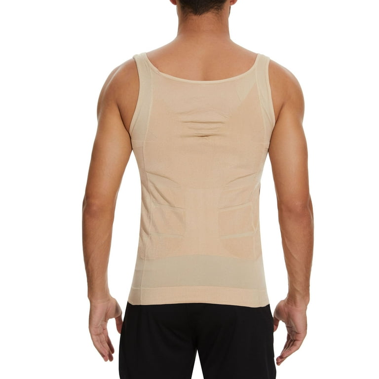 QRIC 2 Pack Men Slimming Body Shaper Vest Chest Compression Shirts Abs  Abdomen Slim Tank Top Undershirt Shapewear Tank Top for Men 