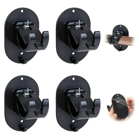 4PCS No Drill Curtain Rod Brackets, Self Adhesive Curtain Rod Holder Hooks Brackets for Bathroom, Kitchen, Home and Hotel