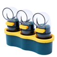 thumbnail image 1 of Salero cuantitativo procesado profesional Tipo empuje Botella de control de sal Herramienta para tarro de condimento Contenedor de especias para pimienta Límite de vidrio Sal 0.5G a la vez(3PACK-with base) oso de fresa Electrónica, 1 of 5