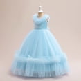 thumbnail image 2 of adviicd Robe de Demoiselle d'Honneur Robes pour Filles Manches Courtes Ample Décontractée Robe Longue Midi à Volants Bleue, 12 Ans, 2 of 4