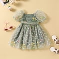 thumbnail image 4 of Gupgi Robe Fleurie pour Tout-Petites Filles 12M 18M 24M 3T 4T Enfants Manches Courtes Robe en Maille Froncée Bébé Été Robes de Princesse, 4 of 8