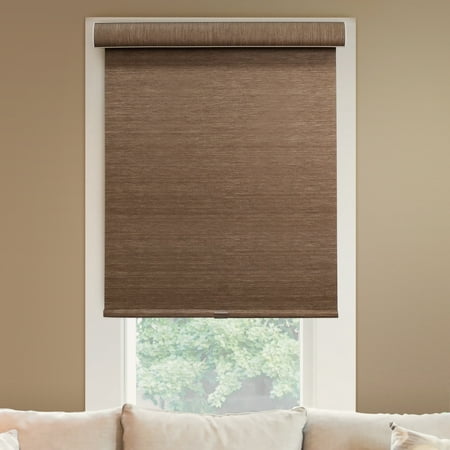 Chicology Deluxe Free-Stop Cordless Roller Shades, No Tug Privacy Window Blind, Felton Truffle (Privacy & Natural Woven) - 20