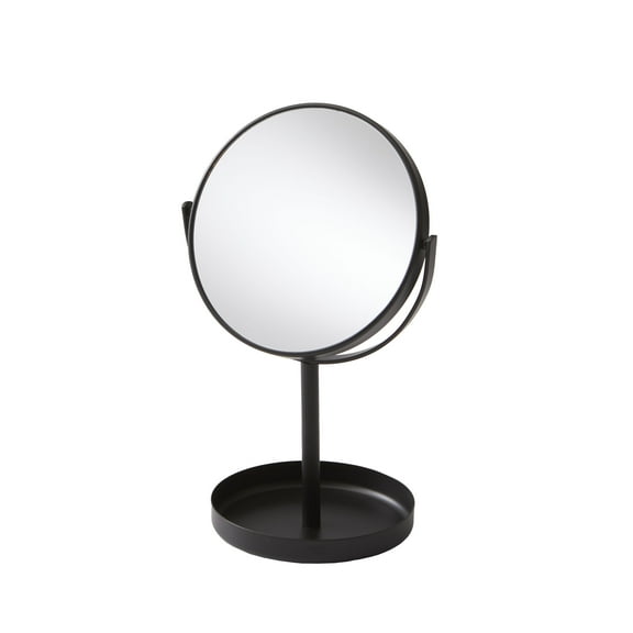 Better Homes & Gardens Black Metal Dual-Sided Vanity Mirror(sleek black metal frame).