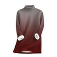 thumbnail image 5 of Women's Plus Size Mock Neck Pullover, Gradient Color Thermal Lined Sweatshirt, Soft Fleece Crewneck Long Sleeve Top, Comfortable Loungewear for Casual Winter Wear and Home Relaxation Wine XL, 5 of 6