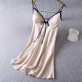 thumbnail image 2 of Sleep Dress Women Women's Lace Trim Nightgown Spaghetti Strap V-Neck Bowknot Slip Sleep Dress Summer Lightweight Nightdress with Built in Bras Pinks XL, 2 of 6