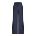 thumbnail image 4 of REALiKUN Women Casual Wide Leg Pant Elastic Waist Wide Leg Linen Pant Loose Long Palazzo Trousers with Pockets, 4 of 6