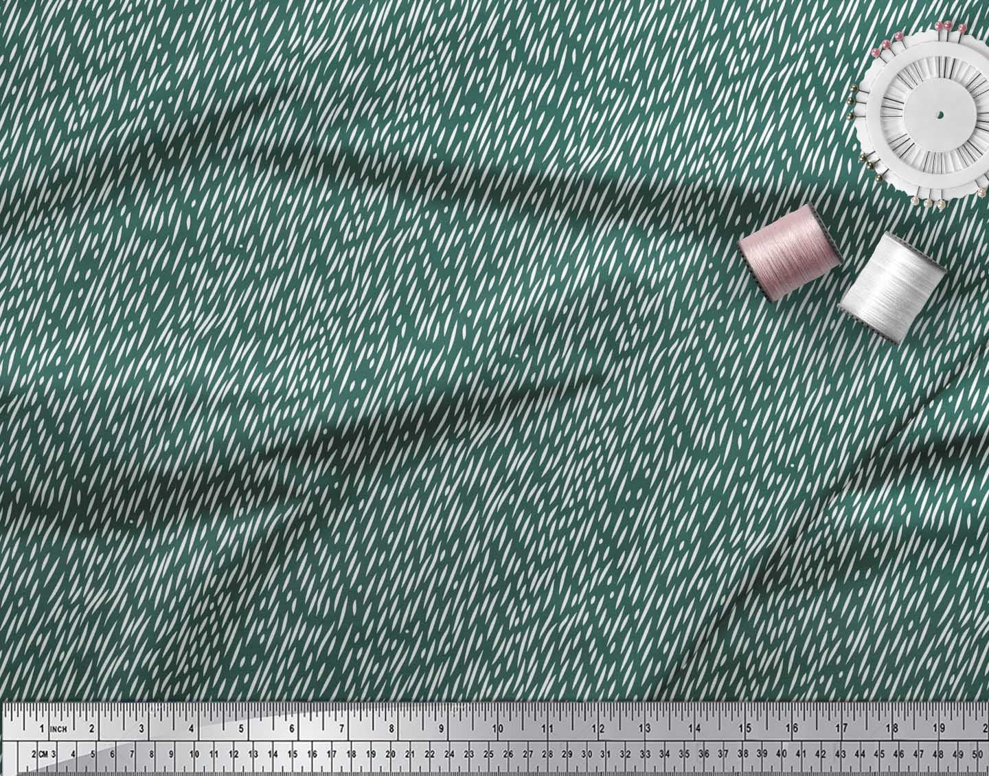 Soimoi Green Poly Georgette Fabric Brush Stroke Abstract Print Sewing Fabric Yard 52 Inch Wide
