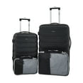 Wrangler 4 Piece Rolling Hardside Luggage Set, Black