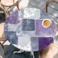 thumbnail image 3 of Grey Purple Round Fitted Table Cover Graffiti Art Abstract Mottled Color Block Modern Waterproof Table Cloth with Elastic Edge Wipeable Tablecloth for Picnic Camping Party Fits 55"-60" Diameter, 3 of 8