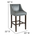 thumbnail image 6 of Flash Furniture Carmel Series 30" High Transitional Walnut Barstool with Accent Nail Trim in Light Gray LeatherSoft, 6 of 12