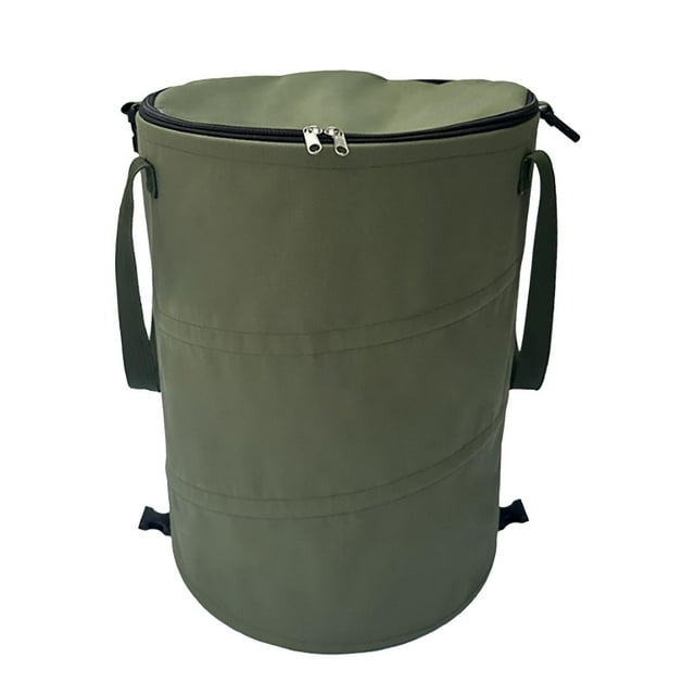 Poubelle Portable Pliable avec Couvercle - 10 Gallons (37L) Grande Capacité pour Camping en Plein Air, Pêche, Rangement à Domicile - Durable, Pliable, Facile à Nettoyer - Noir, Vert Militaire, Options Café