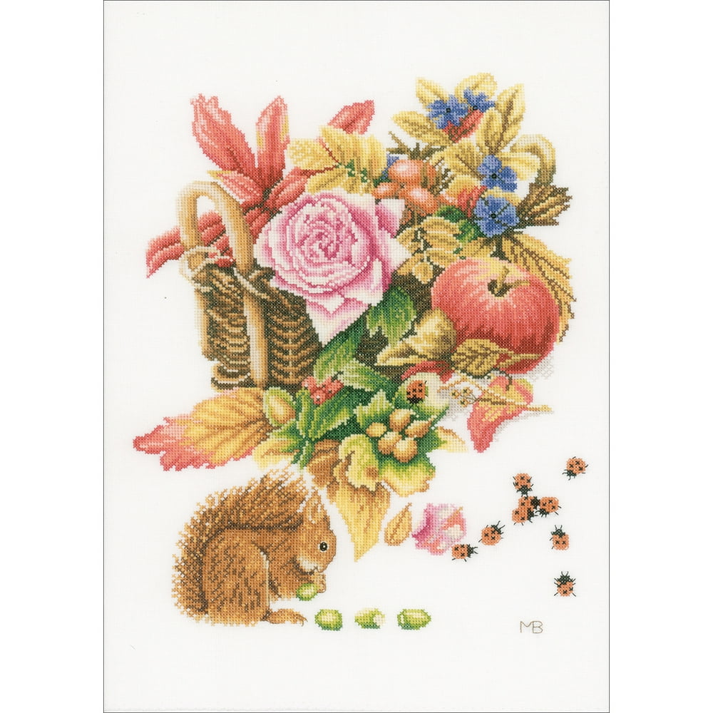LanArte Counted Cross Stitch Kit 12.25"X14.5" Squirrel On Cotton (27