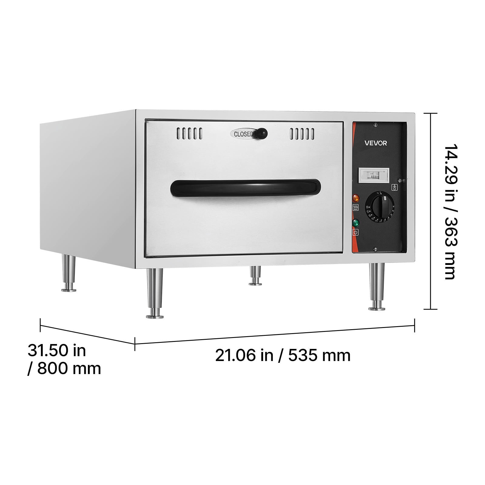 VEVOR Commercial Electric Drawer Warmer, Single-Drawer Stainless Steel Food Warmer, Freestanding Slim Warming Drawer Cabinet, 85°F–185°F Wide Temperature Range,for Restaurant, Hotel, Bakery & Kitchen
