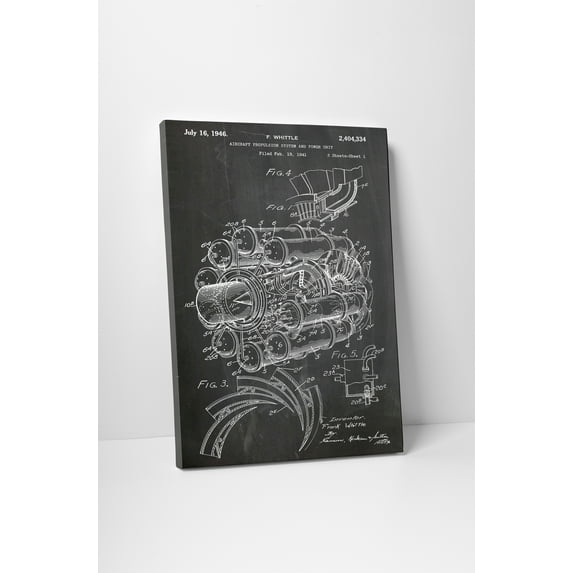 "Aircraft Jet Engine Patent" Gallery Wrapped Canvas Print, 30" x 20"