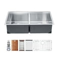 thumbnail image 5 of 33" Kitchen Sink Undermount Double Bowl Stainless Steel Drop-In Bar Sink, 5 of 7