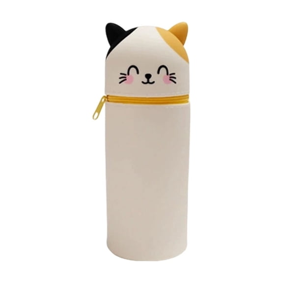 Fareti Cute Animal Silicone Pencil Pouch, Large Capacity Vertical Zipper Pen Case, Soft Stationery Organizer