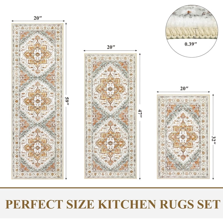 Kitchen Mats For Floor 3 Piece Set,Farmhouse Kitchen Runner Rugs Non Skid Washable,Soft Comfort Kitchen Mats For Floor Sets,Kitchen Area Rug Floor Mat For Bathroom Entryway Indoor Door(Black