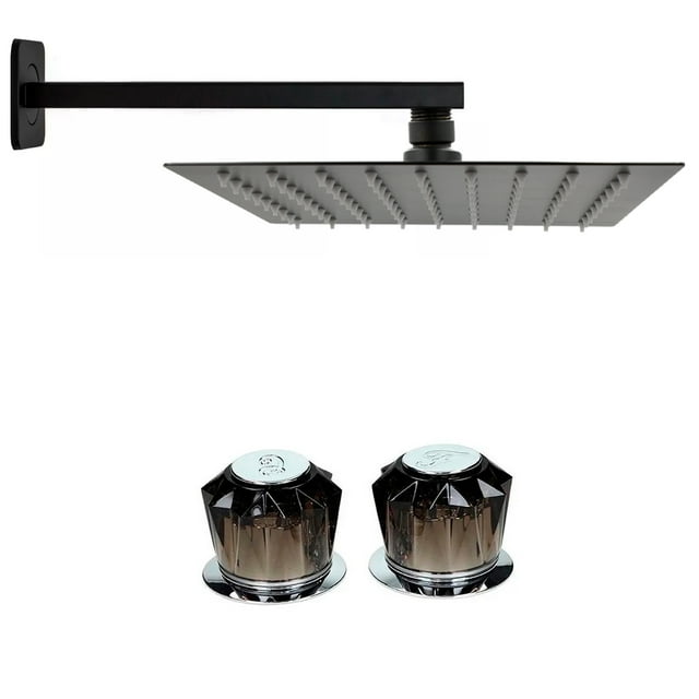 Regadera Cuadrada 25cm Rubinett Con Brazo Acero inóxidable 304 Negro Mate De Lujo Manerales Humo