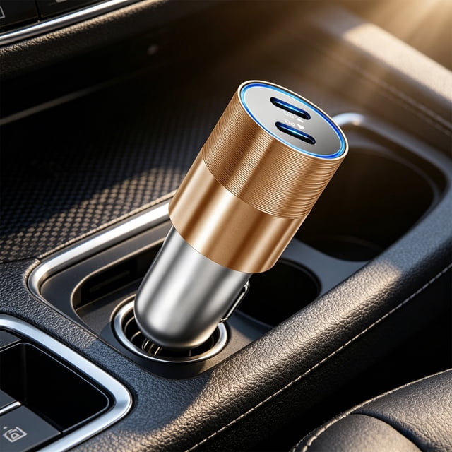 40W Dual Port Car Charger with USB-C and USB-A, Fast Charging, Compact Design, Safety Protection, for 12V-24V Vehicles, Multicolor Plastic Housing