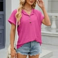 thumbnail image 2 of New Solid Color Button Hooded Short Sleeve T-Shirt - Loose Fit, Casual, 2 of 6