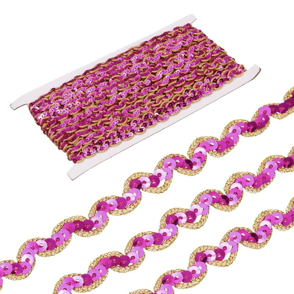 Uxcell 15 Yards Sequins Beaded Lace Trim 0.4 inch Braid Trim Strip for Crafts, Embellishments, Costume, Gold Rose