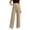 Khaki, variant on Seffadzy Women's Yoga Pants High Waisted Straight Leg Stretchy Pocket Solid Color Workout Fitness Gym Trousers Black L