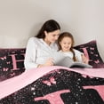 thumbnail image 4 of jejeloiu Pink Personalized Monogram H Twin Comforter Sets For Girls,Chic Glitter Print Initial Design Bedding Set For Kids,Pink Reversible,2pcs, 4 of 7