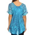 thumbnail image 2 of Sakkas Zoya Marbled Embroidery Cap Sleeves Blouse / Top - Turquoise - Plus Size, 2 of 5