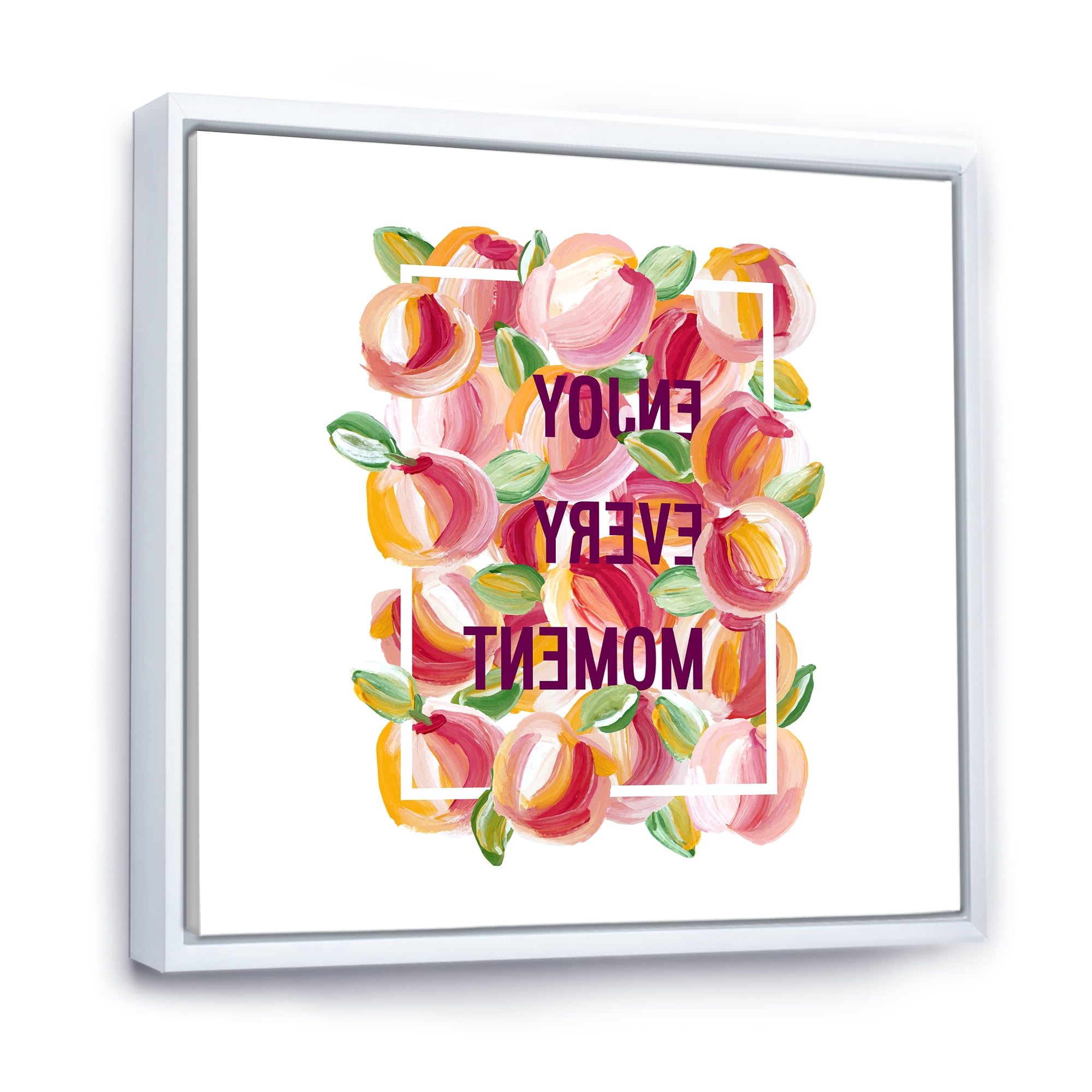 Designart 'Enjoy Every Moment Over Colorful Flowers' Traditional Framed Canvas Wall Art Print