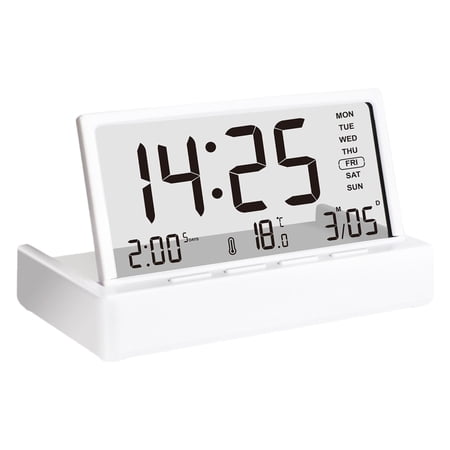 Foldable Transparent Digital Alarm Clock With Temperature Date Display Energy Saving LCD Display For Bedroom Nightstands