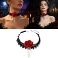 thumbnail image 2 of Gothic Lace Choker Necklace for Women Vintage Goth Rose Necklace Halloween Party Charm Jewelry D 40.5cm, 2 of 9