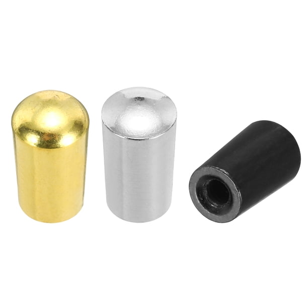 Uxcell 3Pcs 3 Way Guitar Toggle Switch Tip, M3.5 Brass Threaded Toggle Pickup Switch Knob Tip for LP Electric Guitar Replacement Parts, Black/Silver/Gold