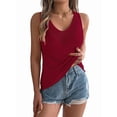 thumbnail image 3 of Womens Summer Sleeveless V Neck Sweater Vest Fall Knitted Loose Tank Tops Wine Red L, 3 of 9
