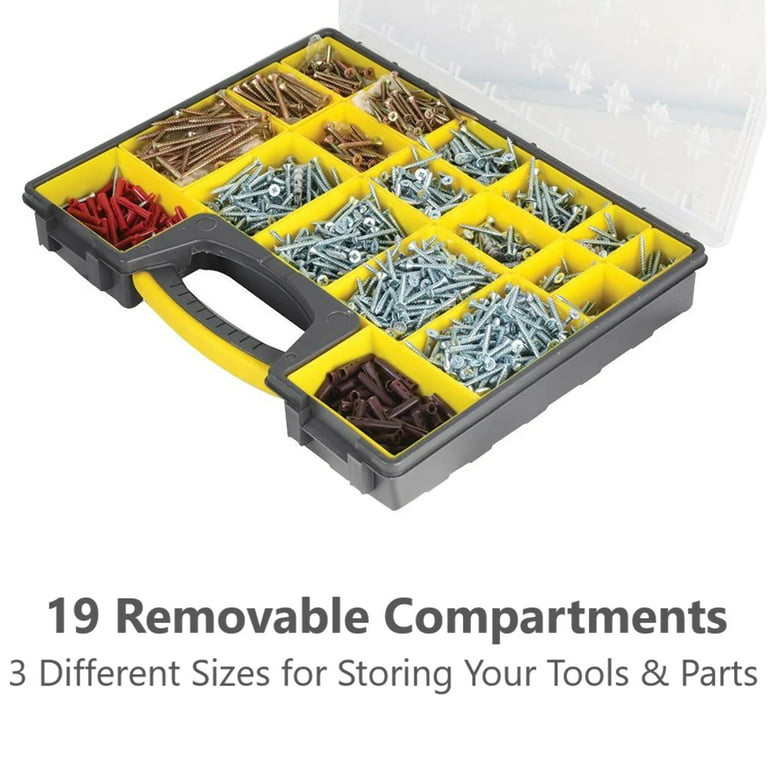 Andalus Screw Organizer with 18 compartments & removable dividers, screw  organizer box offers easy portability & simplifies storage of hardware  items