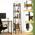 thumbnail image 4 of 5-Tier Ladder Shelf, Corner Bookshelf for Living Room, Balcony, Home Office, Bookcase Storage & Display Shelf, Rustic Brown, 4 of 9
