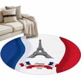 thumbnail image 2 of Happy Bastille Day Round Living Room Rugs 4 ft, Eiffel Tower Flag French National Day Washable Area Rug with Non-Slip Sturdy Edge Binding Round Carpet for Entryway Kitchen Bedroom Bathroom, 2 of 9